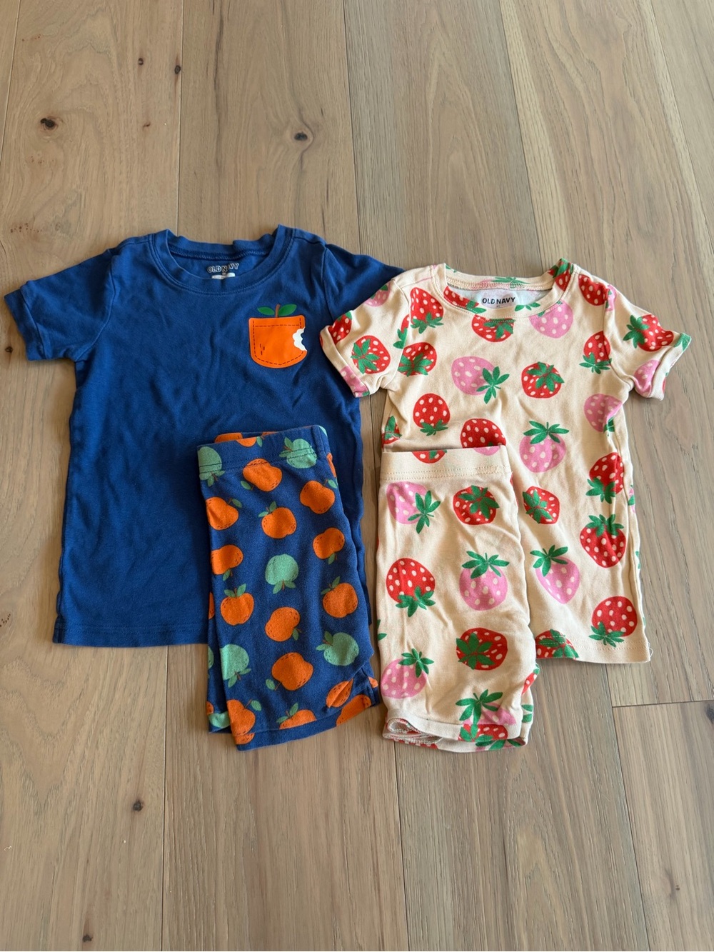 Old Navy Kids 2-Piece Pajama Sets - Blue & Cream with Orange Accents